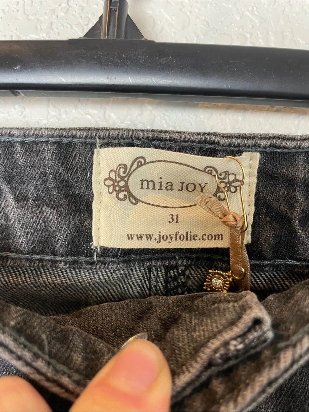 BNWT! Joyfolie Washed Black Distressed Denim Mini Skirt Size 31